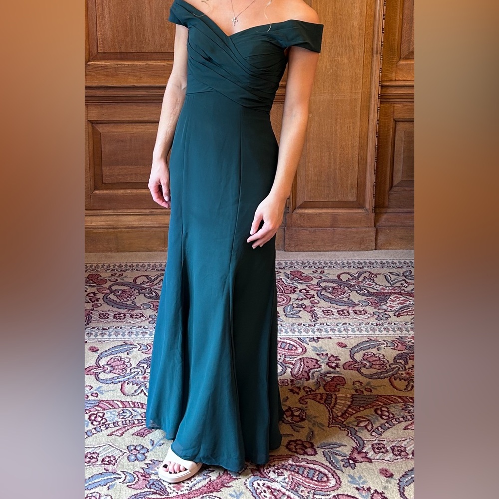 Azazie Strapless Dark Green Dress